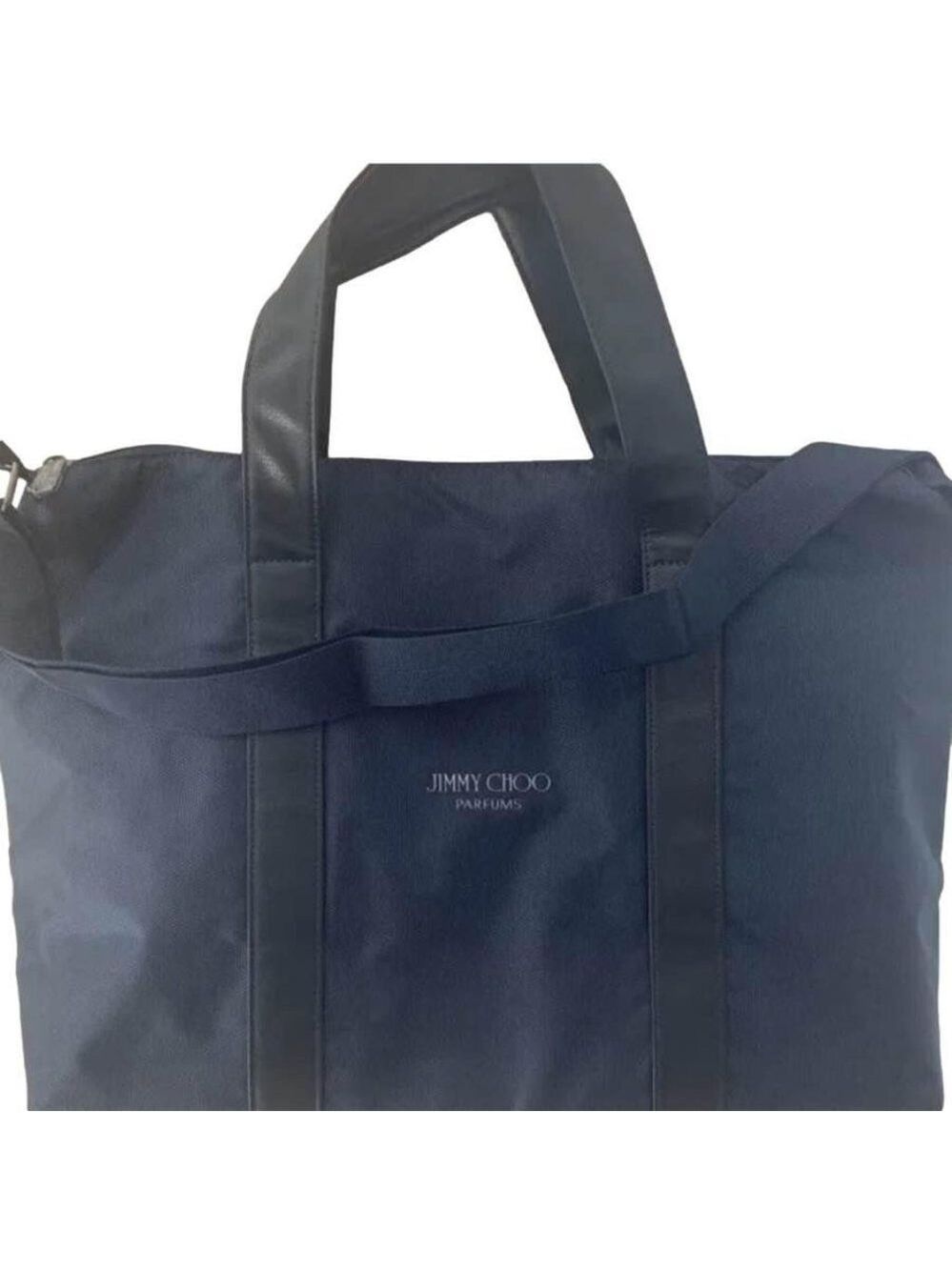 Jimmy Choo Navy Blue Canvas and Leather Trim Weekend Travel Bag - Picture 2 of 8